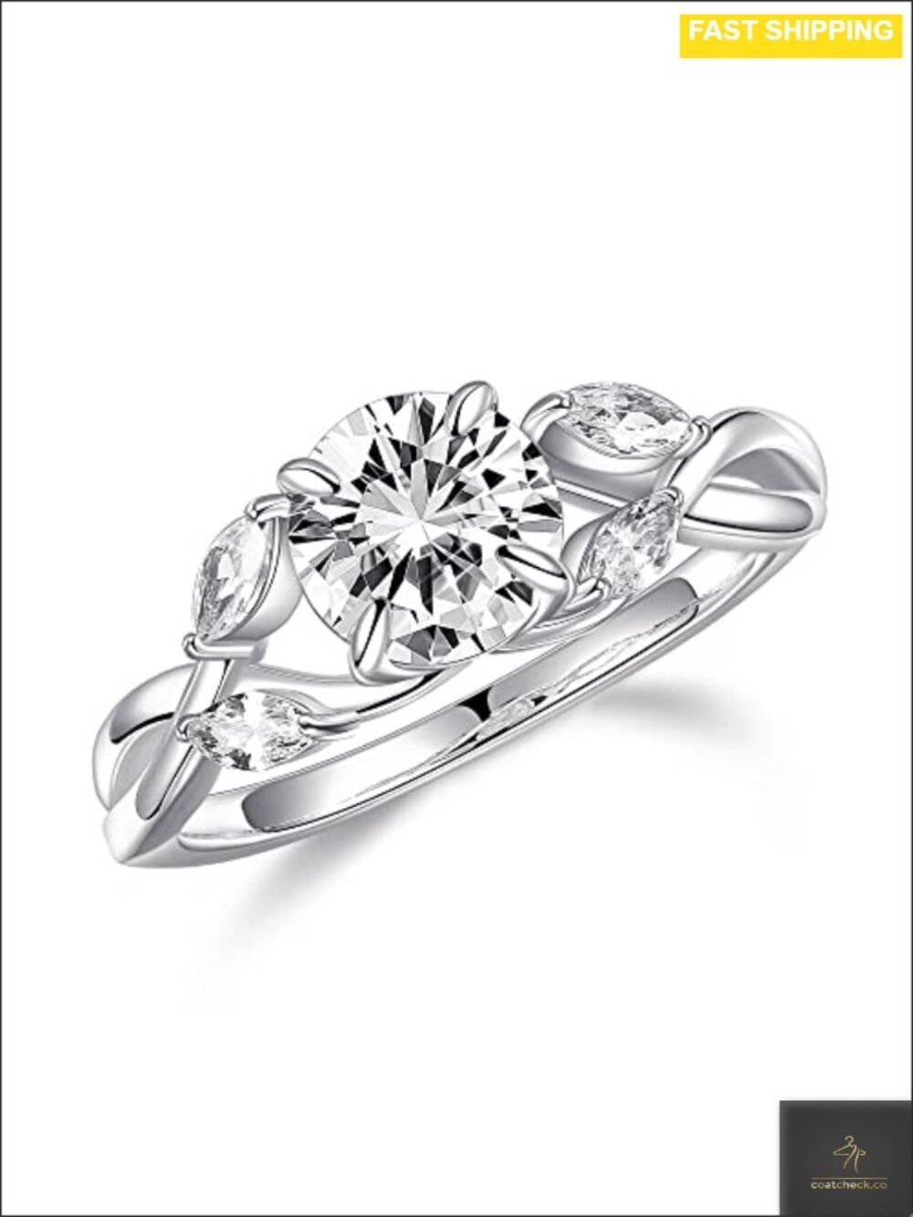 1.2ct Round Moissanite Engagement Ring 925 Sterling Silver
